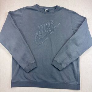 Nike Big Swoosh Spellout Black Crewneck Sweatshirt Mens Extra Large Pullover